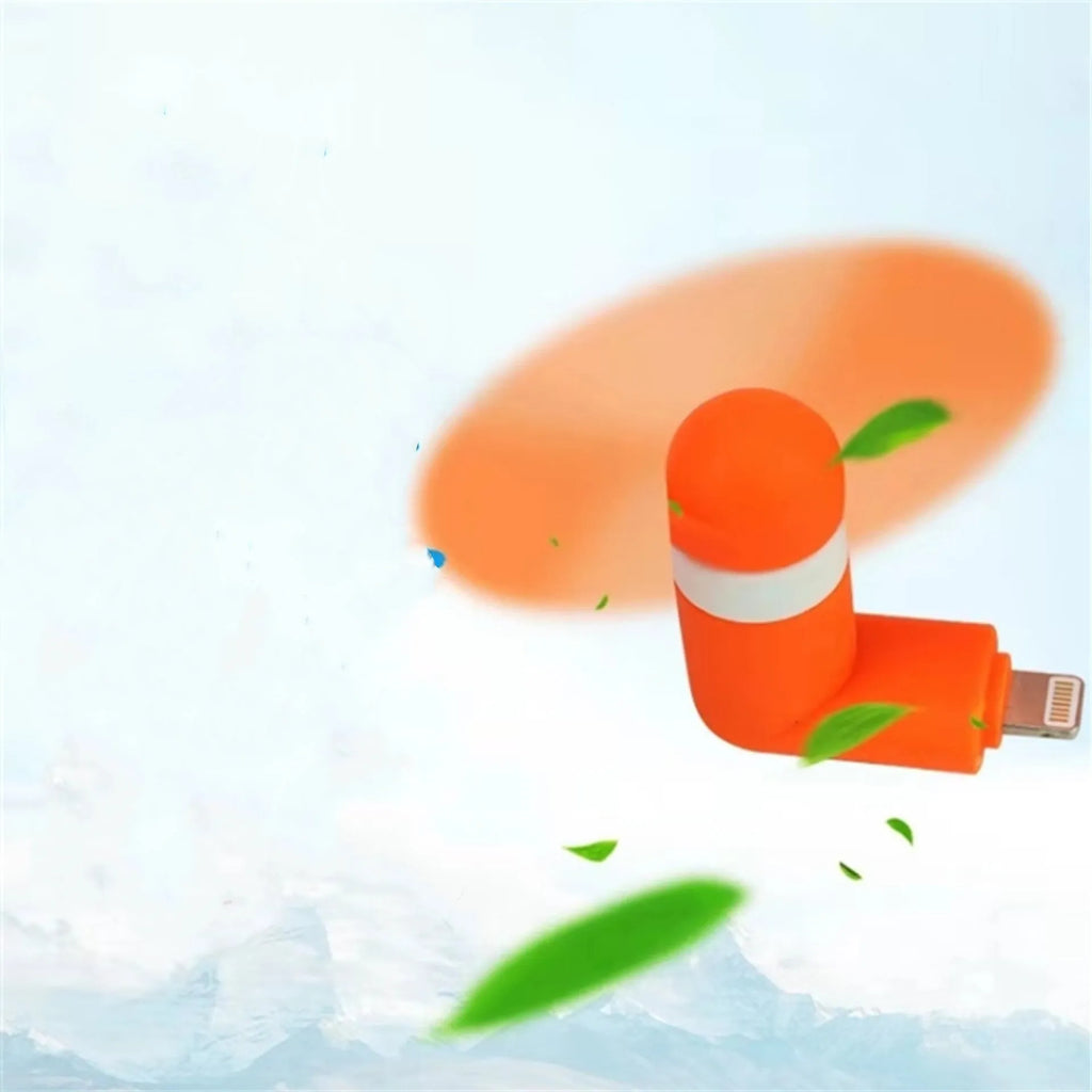 Portable mobile phone mini fan with plastic blades and rotary switch in multiple colours