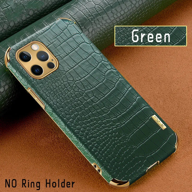 Crocodile pattern imitation leather back cover phone case for Apple iPhone in single shell colour