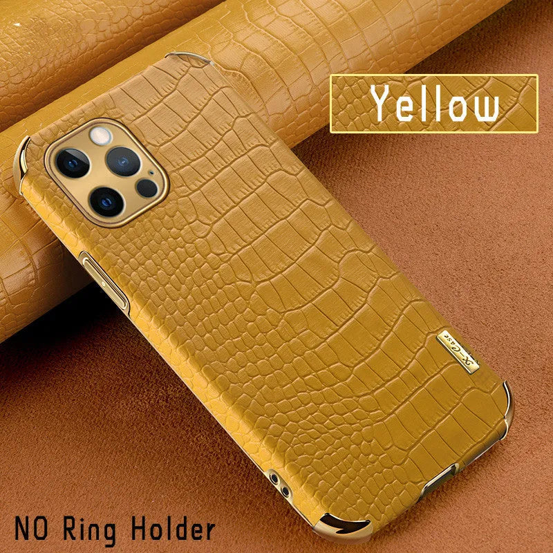 Crocodile pattern imitation leather back cover phone case for Apple iPhone in single shell colour