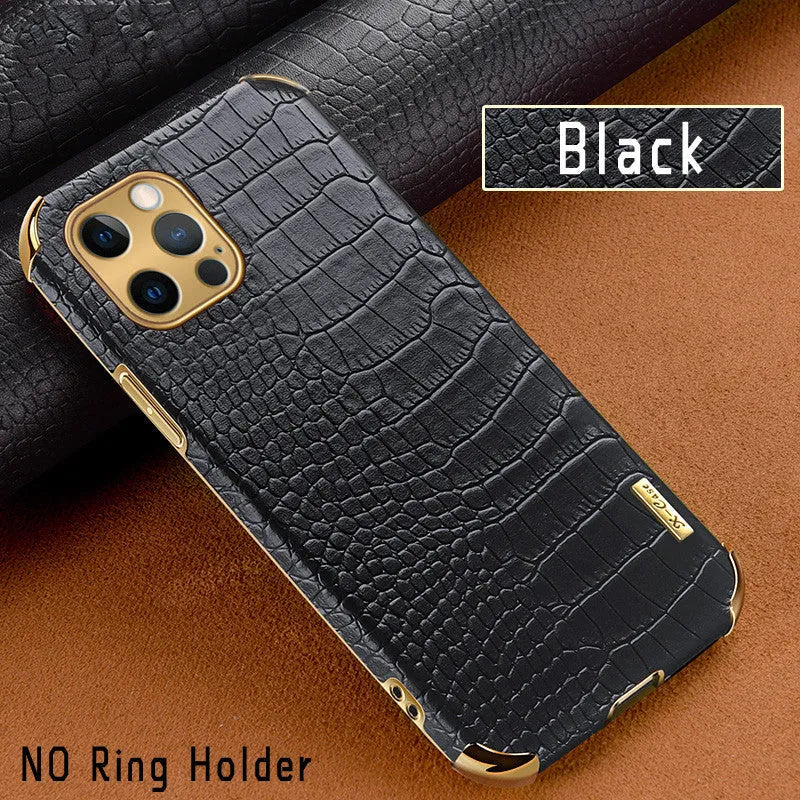 Crocodile pattern imitation leather back cover phone case for Apple iPhone in single shell colour