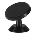 Universal magnetic car phone holder in black, silver, and gold colours on a car dashboard.