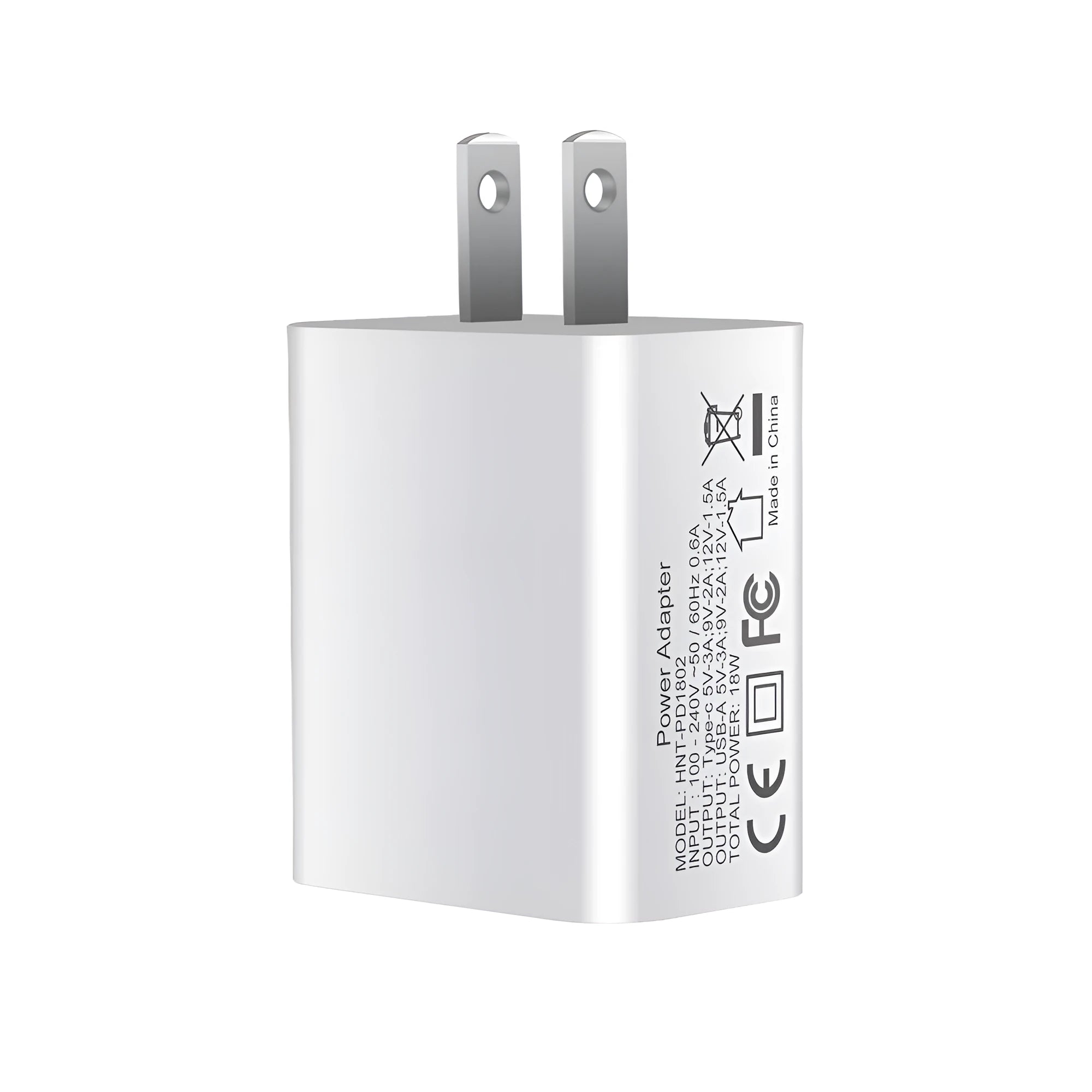 White FDGAO 18W fast charging plug with dual USB ports for Apple iPhone 12