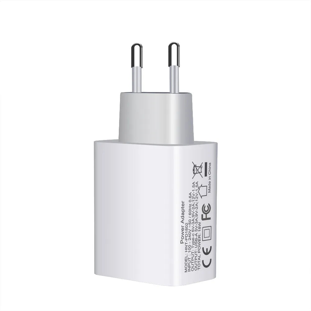 White FDGAO 18W fast charging plug with dual USB ports for Apple iPhone 12