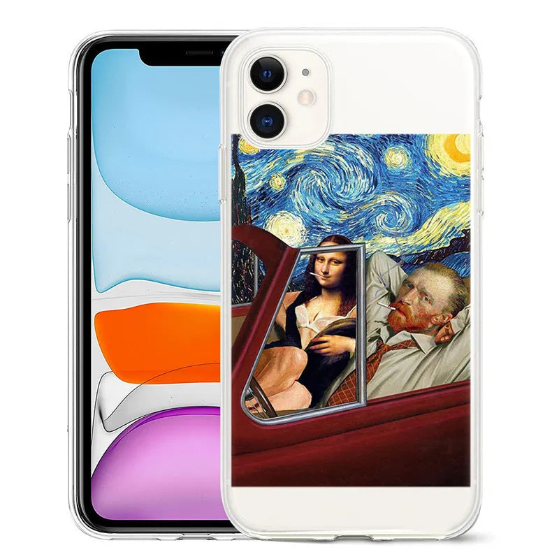Van Gogh artwork printed TPU mobile phone case for Apple iPhone models in multiple art colour options