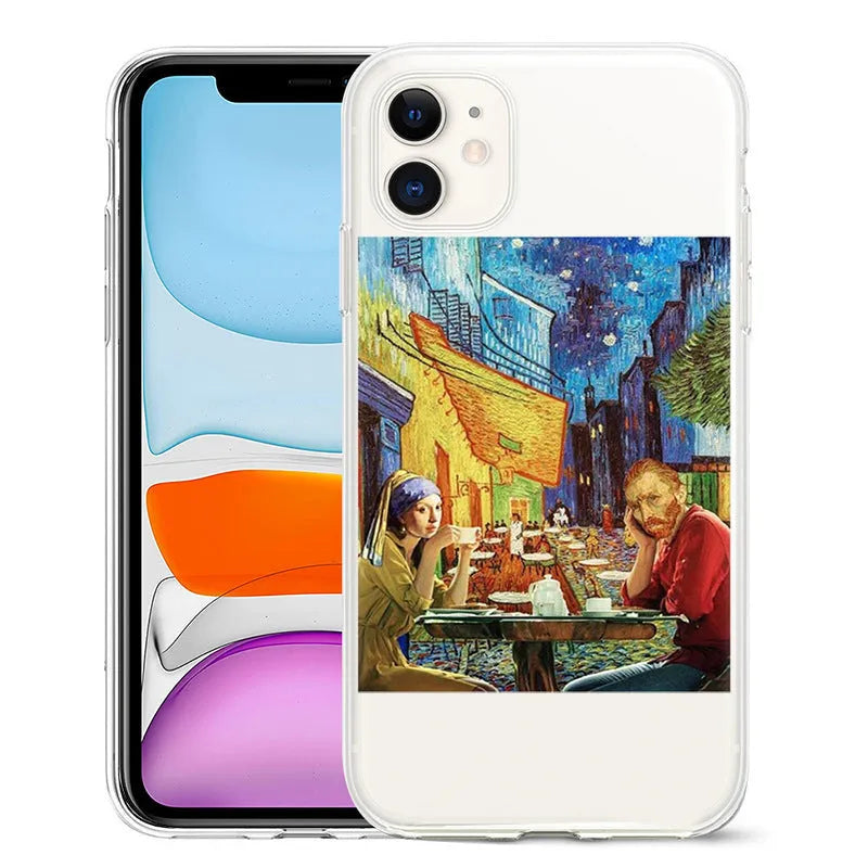 Van Gogh artwork printed TPU mobile phone case for Apple iPhone models in multiple art colour options
