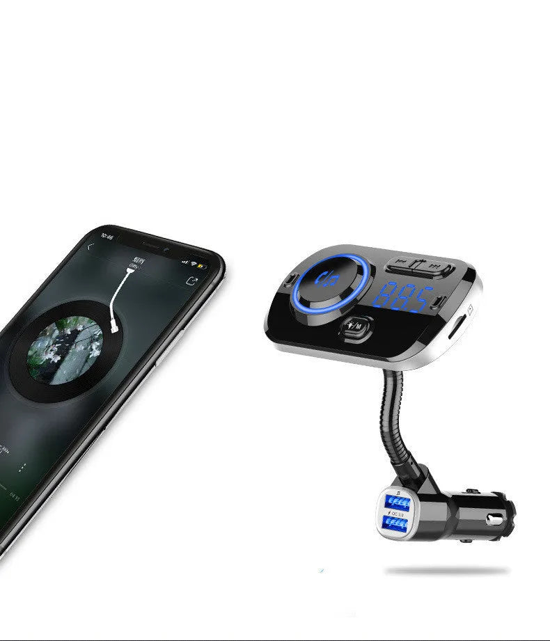 Black car MP3 Bluetooth player BC49AQ with Bluetooth 5.0, FM transmitter, USB and TF card support