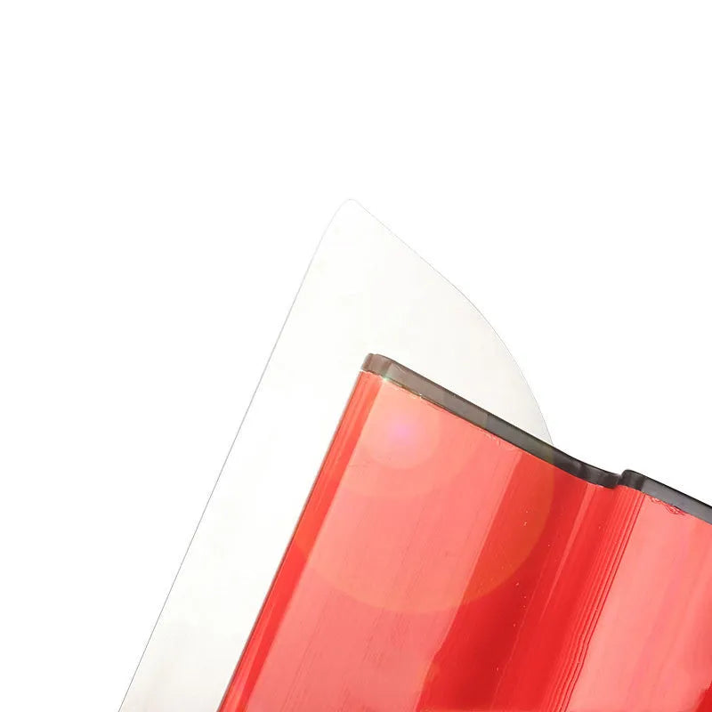 Red-handled leveling scraper tool with a 40 cm steel blade for scraping putty and pasting wallpaper.