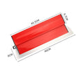 Red-handled leveling scraper tool with a 40 cm steel blade for scraping putty and pasting wallpaper.