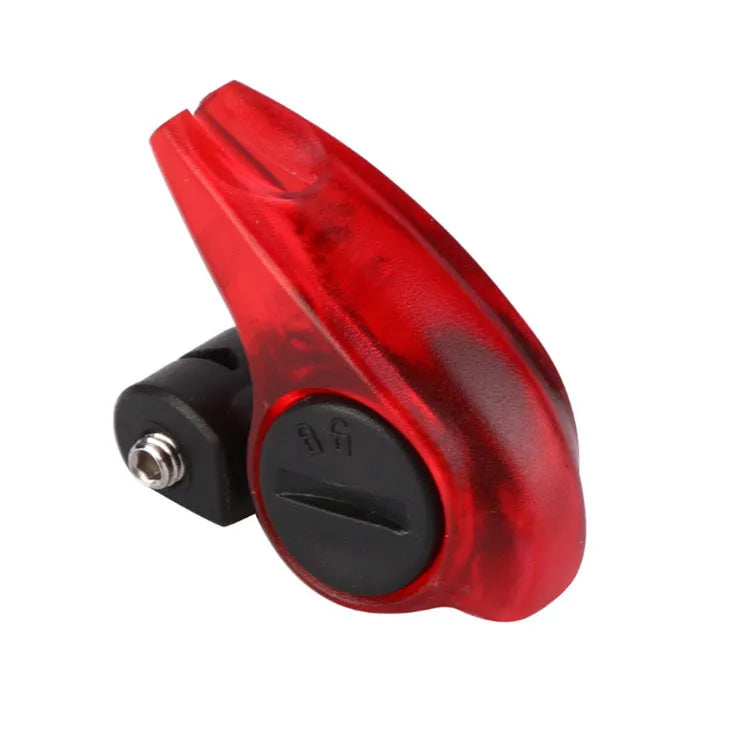 Mini bicycle brake warning light with red LED, black ABS housing, and stainless steel spring for V-brakes
