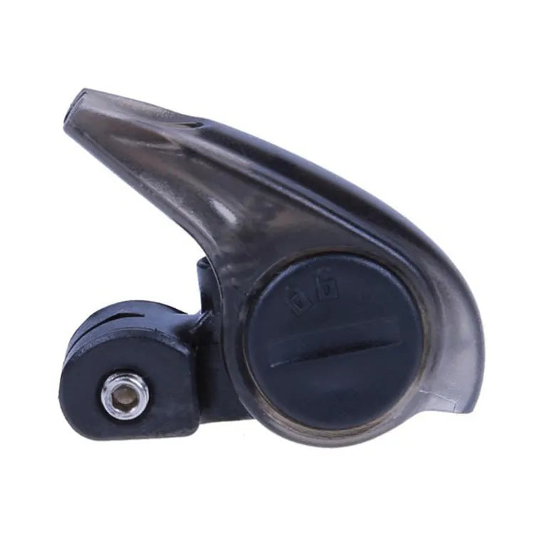 Mini bicycle brake warning light with red LED, black ABS housing, and stainless steel spring for V-brakes
