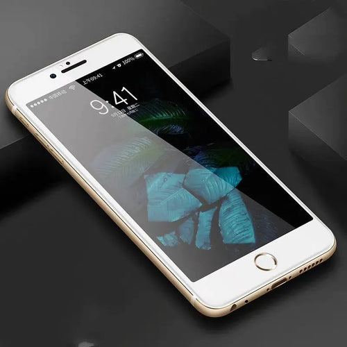 iPhone tempered glass screen protector with full coverage and hard edge for models 6 to 8 Plus
