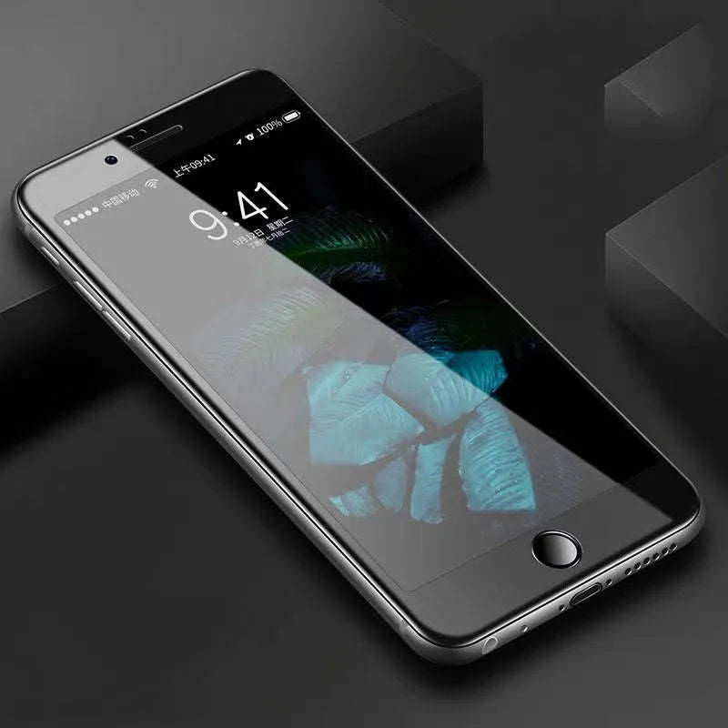 iPhone tempered glass screen protector with full coverage and hard edge for models 6 to 8 Plus
