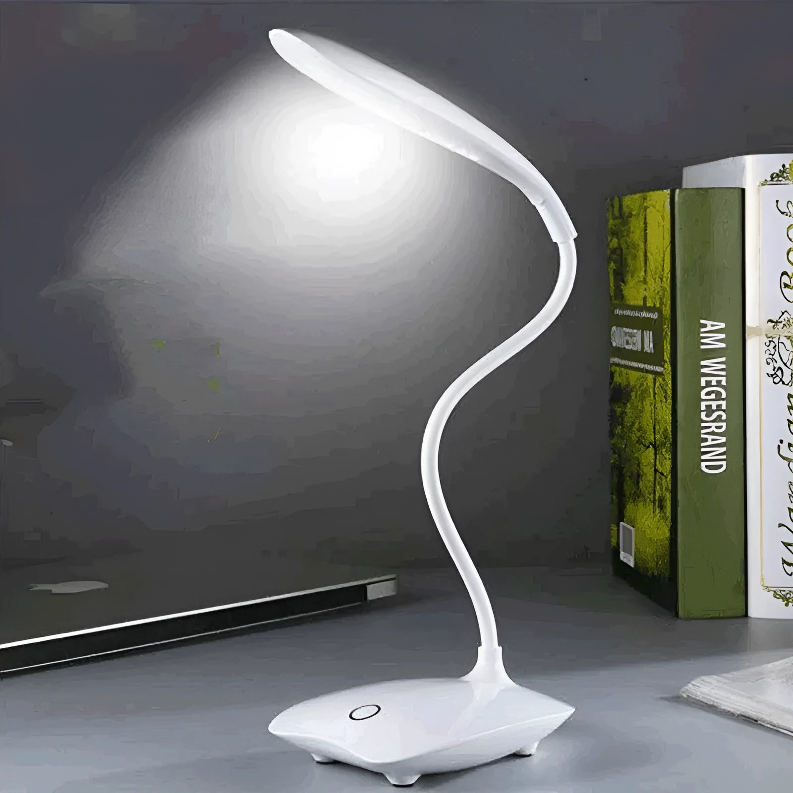 Stall LED night light with touch switch, plastic shade, mixed colour USB cable