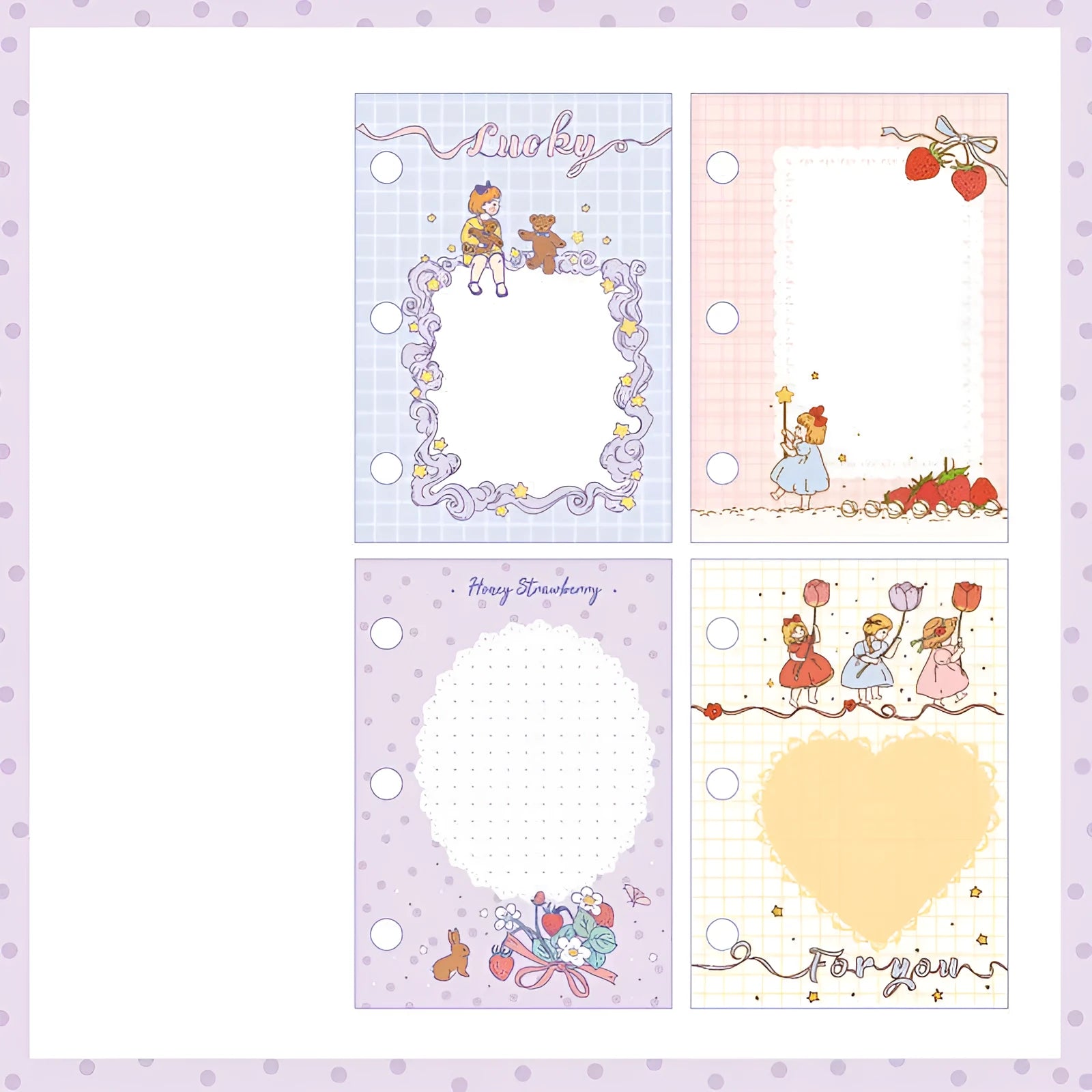Girl Heart Hand Book A5 three-hole refill pad with illustrated cover and 60 sheets