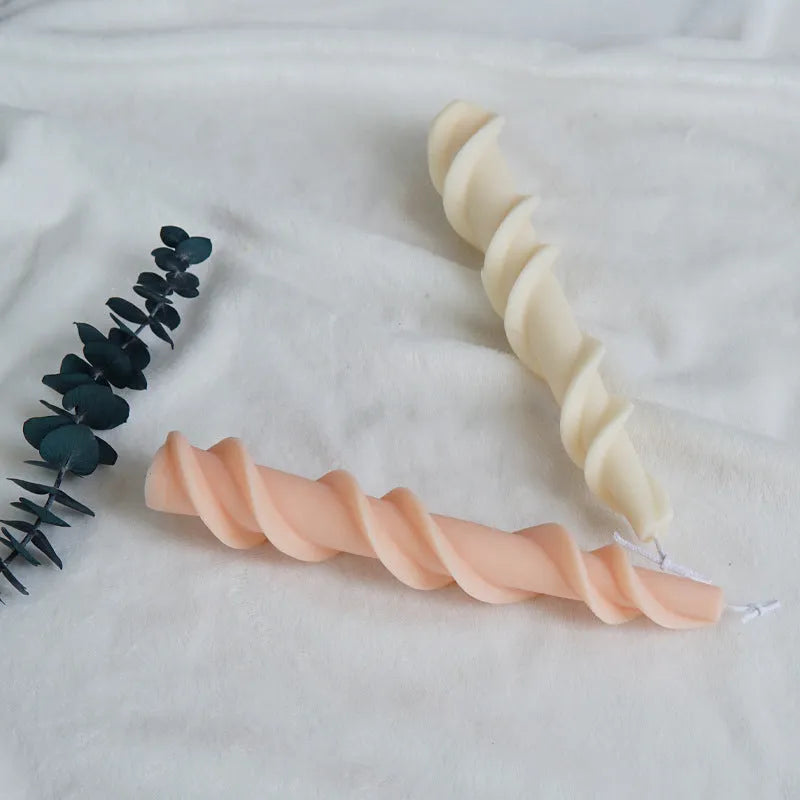Screw wax silicone mould for making spiral lace decorative pillar candles