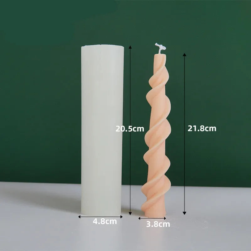 Screw wax silicone mould for making spiral lace decorative pillar candles