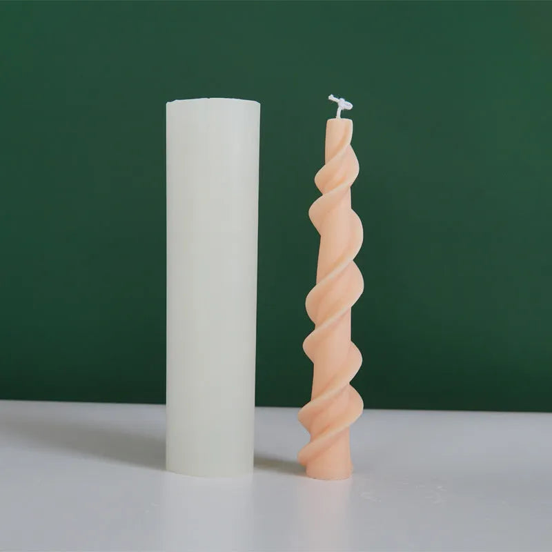 Screw wax silicone mould for making spiral lace decorative pillar candles