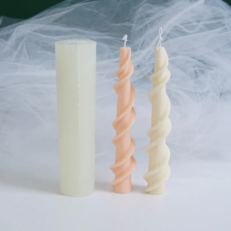 Screw wax silicone mould for making spiral lace decorative pillar candles