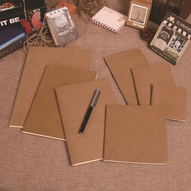 Kraft paper notebook with blank pages and car thread binding in size 210x285mm