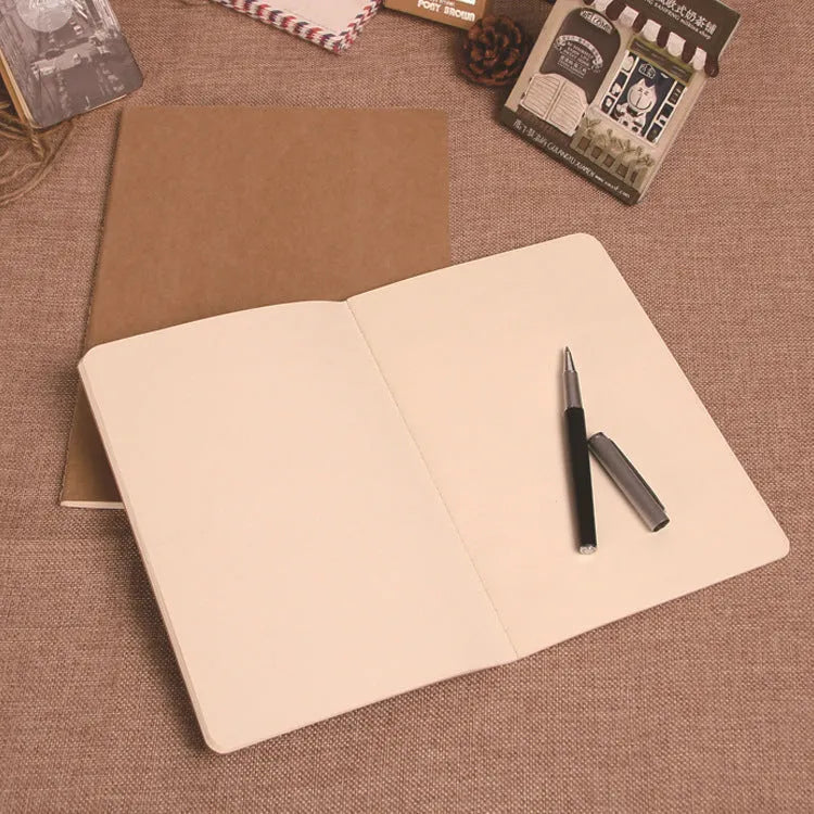 Kraft paper notebook with blank pages and car thread binding in size 210x285mm