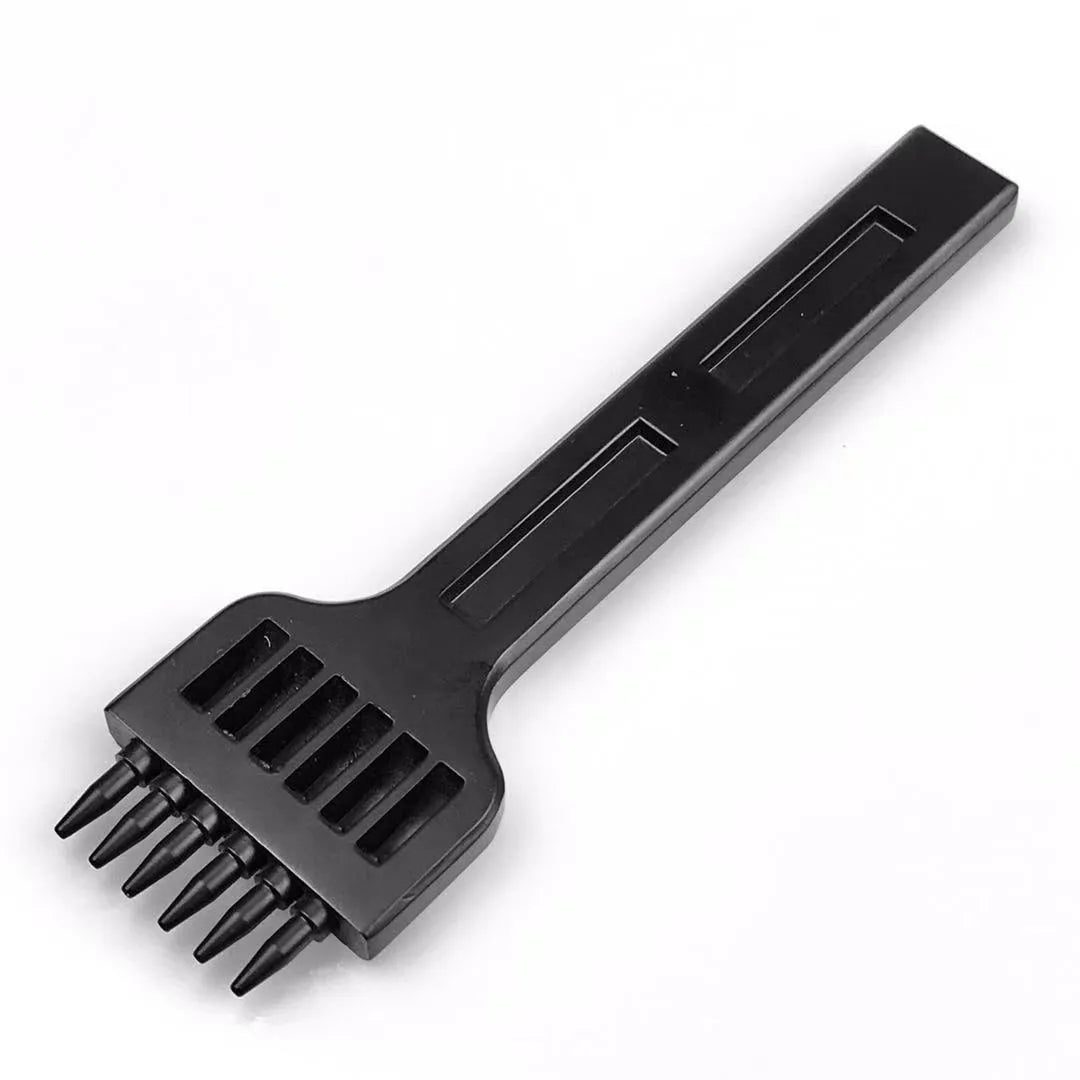 Black Wuta leather round hole punching tool with multiple tooth configurations for 4mm spaced stitching