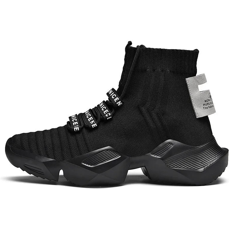 Men's black and white casual sports shoes with mesh lining available in sizes 39 to 47