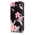 Wallet flip phone case with cartoon animal pattern showing card slots and flip cover design