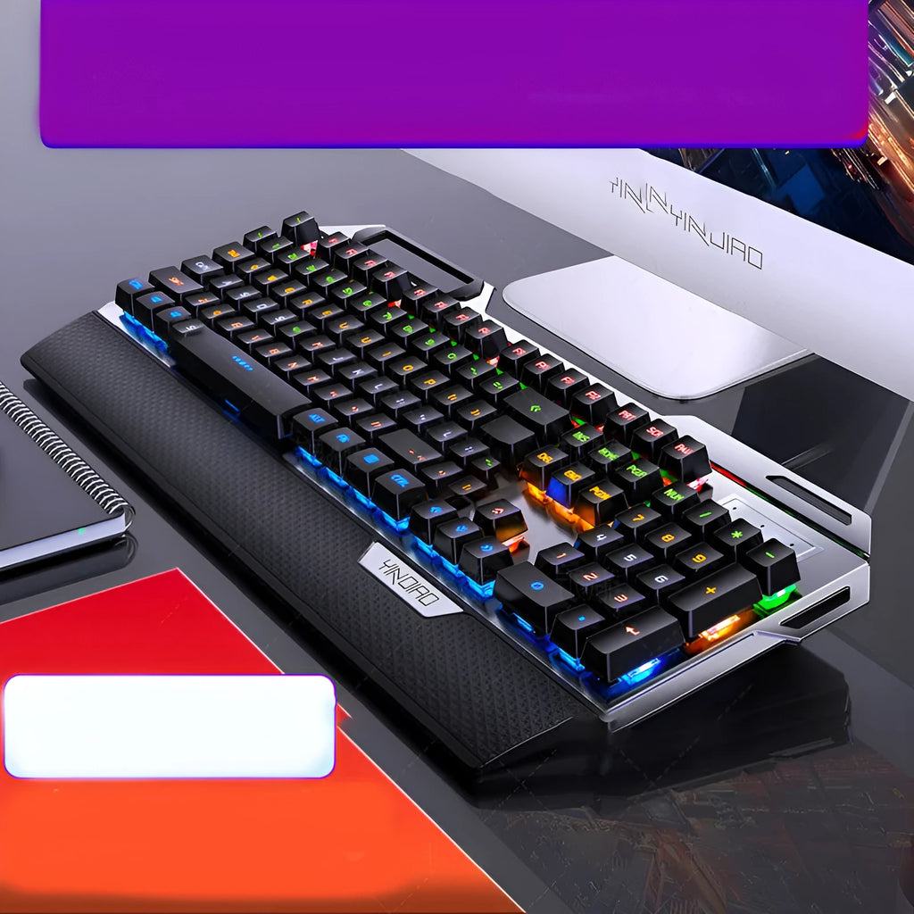 Silver Carving K100 metal mechanical keyboard, 108 keys, wired USB, black mixed light black shaft, 475 x 209 x 22 mm.