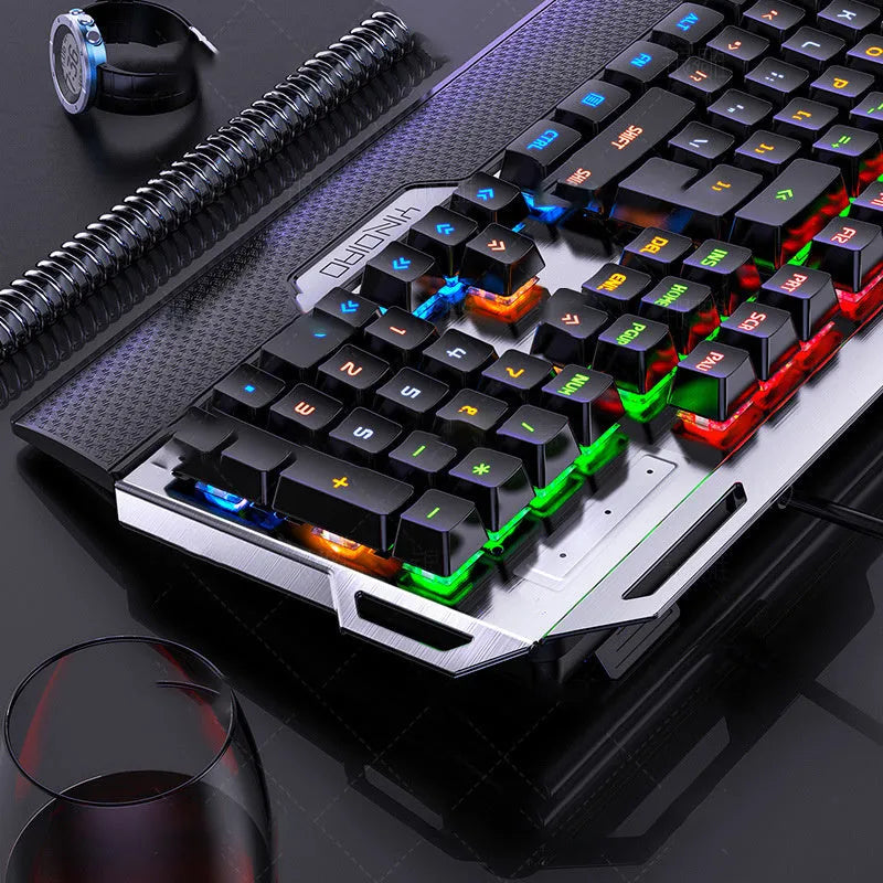 Silver Carving K100 metal mechanical keyboard, 108 keys, wired USB, black mixed light black shaft, 475 x 209 x 22 mm.