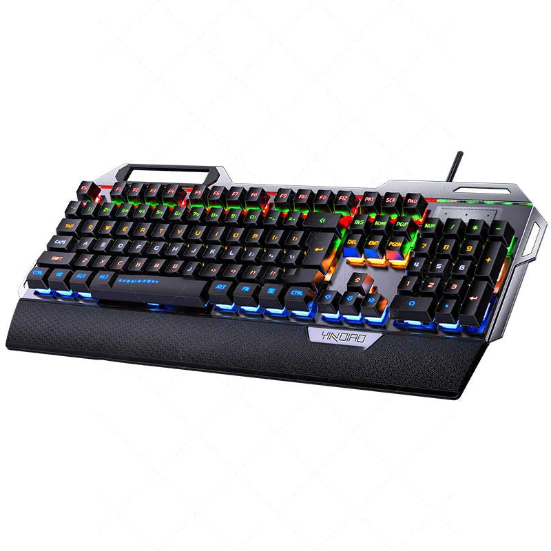 Silver Carving K100 metal mechanical keyboard, 108 keys, wired USB, black mixed light black shaft, 475 x 209 x 22 mm.