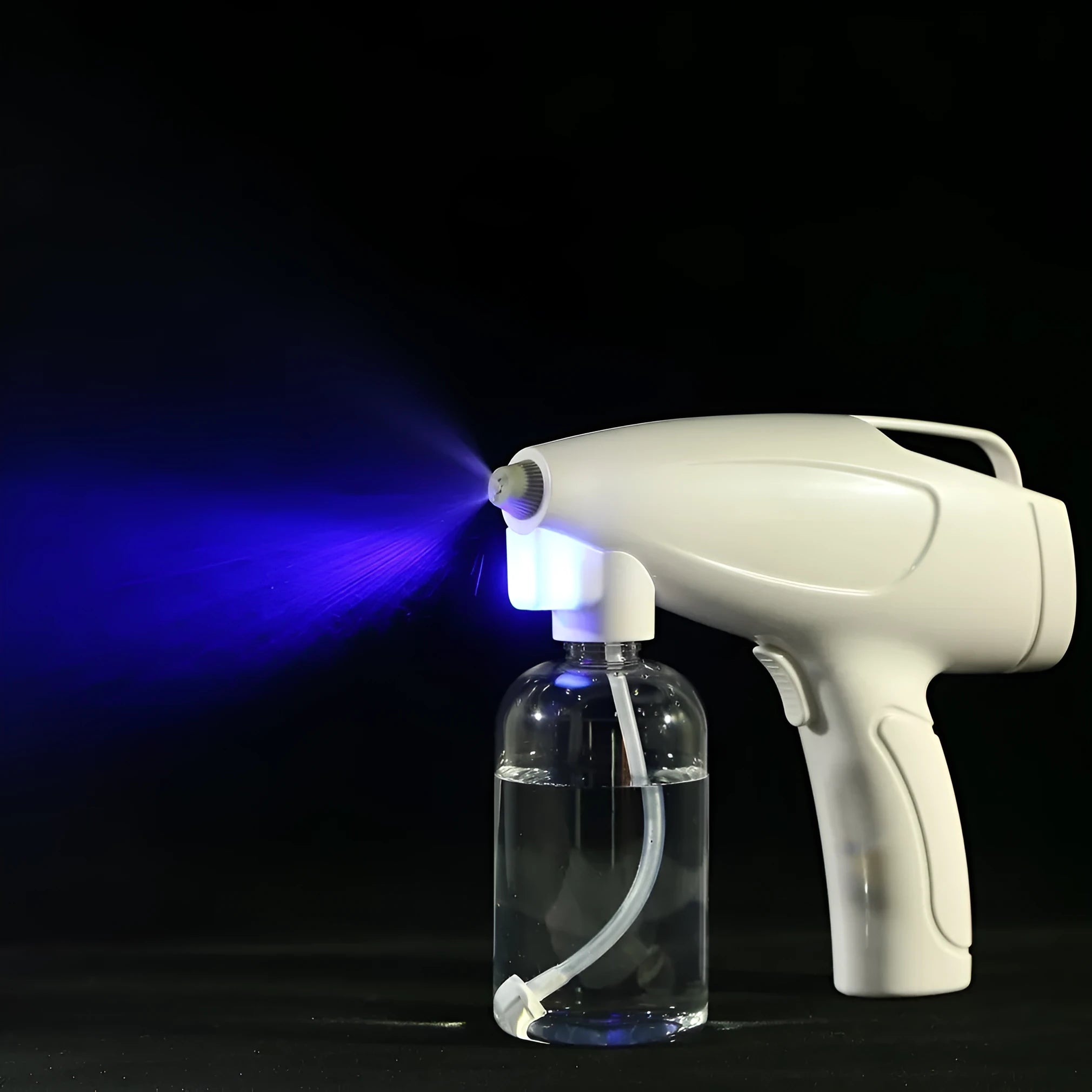 White handheld cordless electric disinfectant sprayer with USB-C charging port