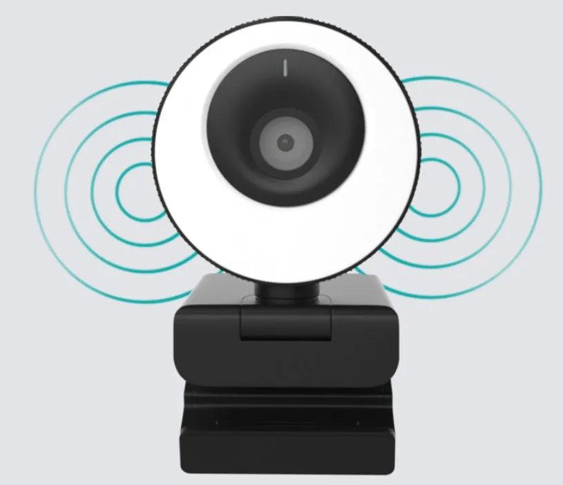Black USB webcam with magnetic privacy cover on a 1.7m cable for 1080p Full HD video at 60FPS.