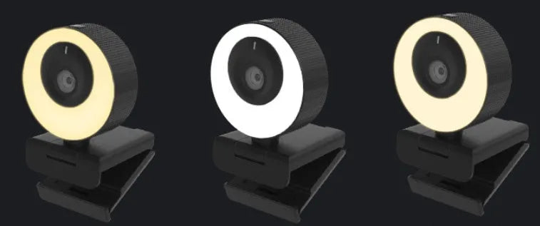 Black USB webcam with magnetic privacy cover on a 1.7m cable for 1080p Full HD video at 60FPS.