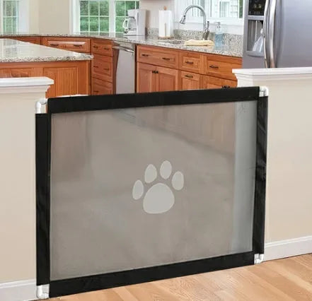 Portable black dog gate fence 80cm high 100cm wide assembled for household pet safety