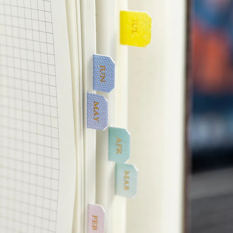 Yunmu Groceries Morandi gradient aesthetic label stickers, ten sheets in Elegant, Jazz, Neon, Summer colours.
