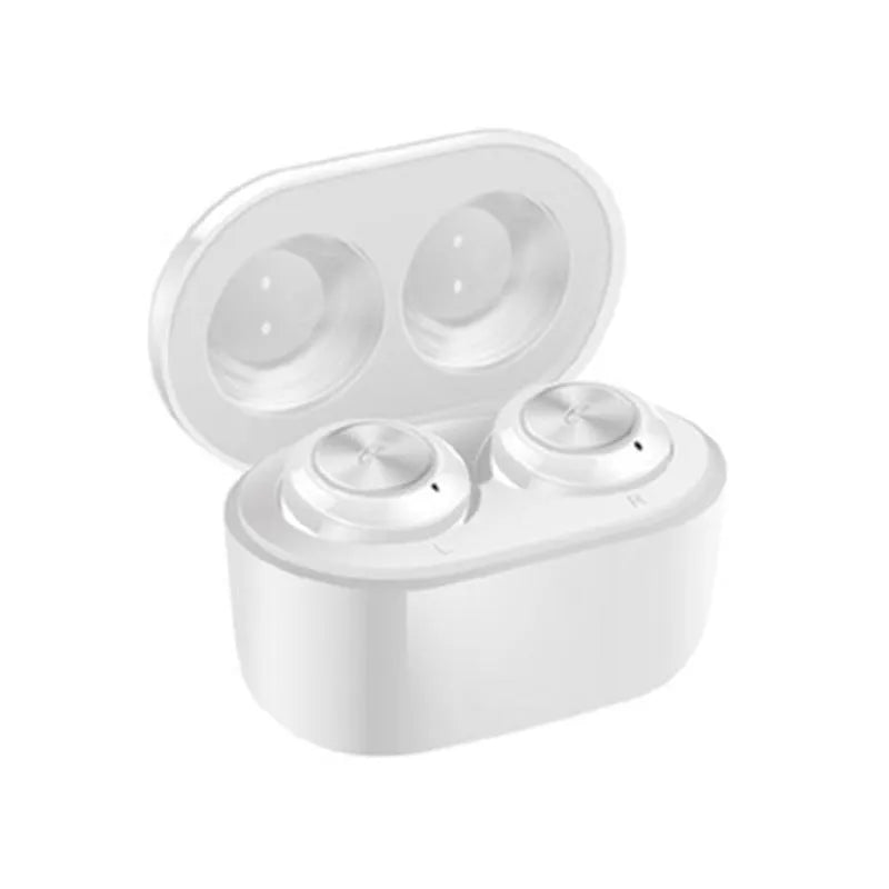 A6 True Wireless Stereo Bluetooth headset in black or white with earplug design
