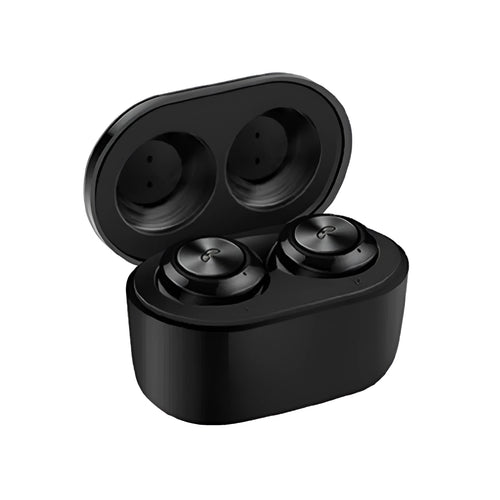 A6 True Wireless Stereo Bluetooth headset in black or white with earplug design