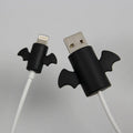 Silicone mobile phone charging cable protective cover in angel white and bat black styles