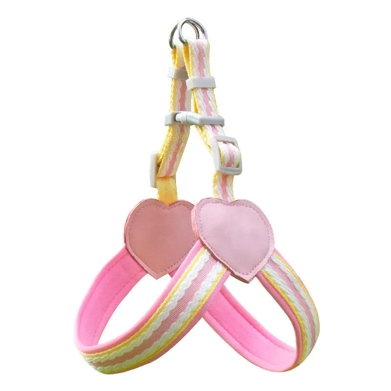 Nylon dog walking harness and leash set in multiple colours with adjustable sizing