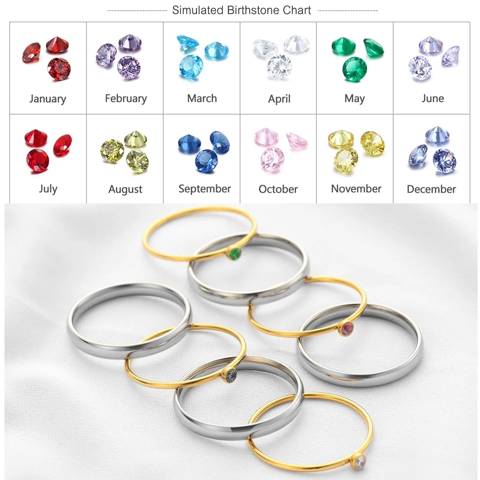 December birthstone titanium steel ring with geometric design and engraved pattern