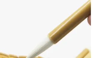 Three pure woolen hair Chinese writing brushes with bamboo handles in large, medium and small sizes