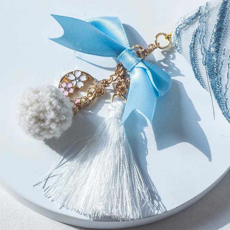 Glacier embroidery notebook with fabric cover, grid pages, and optional tassel in A6 or A5 size