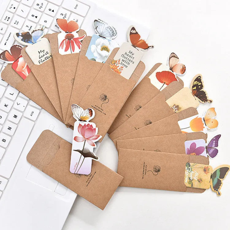 Butterfly-shaped paper bookmark in Japanese and South Korean cute design style measuring 13.5cm by 5.5cm