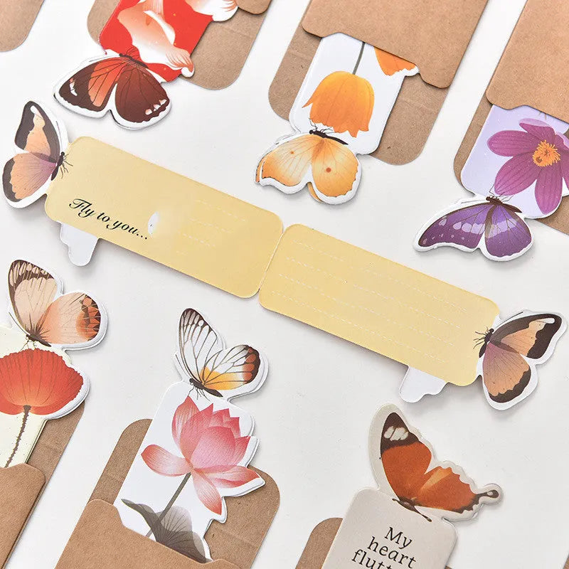 Butterfly-shaped paper bookmark in Japanese and South Korean cute design style measuring 13.5cm by 5.5cm