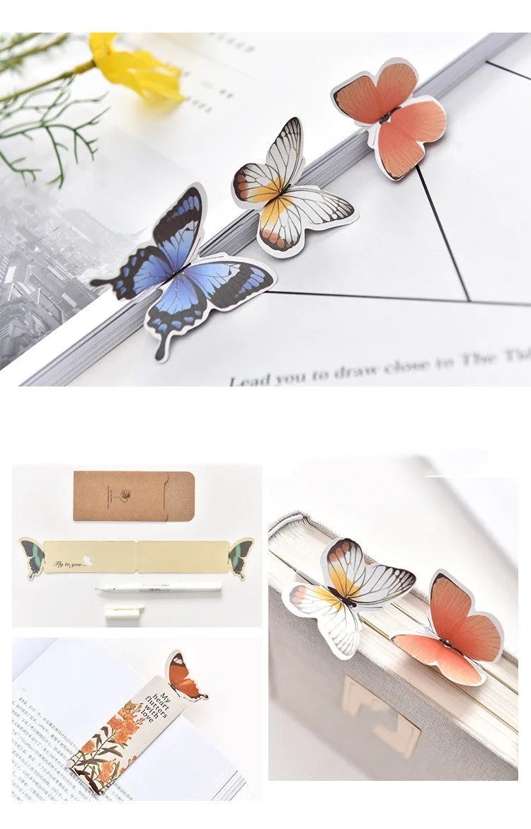 Butterfly-shaped paper bookmark in Japanese and South Korean cute design style measuring 13.5cm by 5.5cm