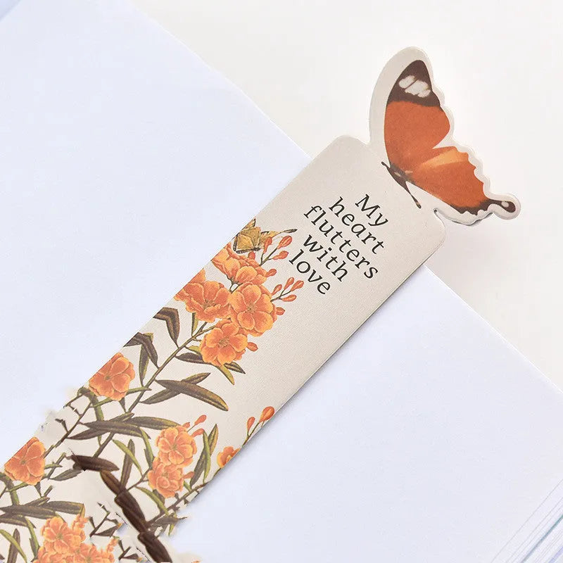 Butterfly-shaped paper bookmark in Japanese and South Korean cute design style measuring 13.5cm by 5.5cm