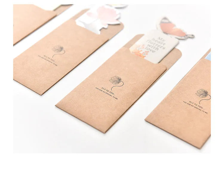Butterfly-shaped paper bookmark in Japanese and South Korean cute design style measuring 13.5cm by 5.5cm