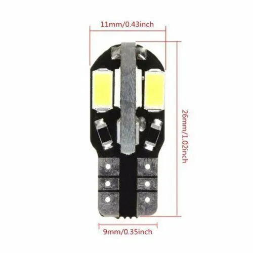 T10 LED light board with eight 5730SMD LEDs on a PC board, 11mm by 25mm, for car width indicator and license plate light