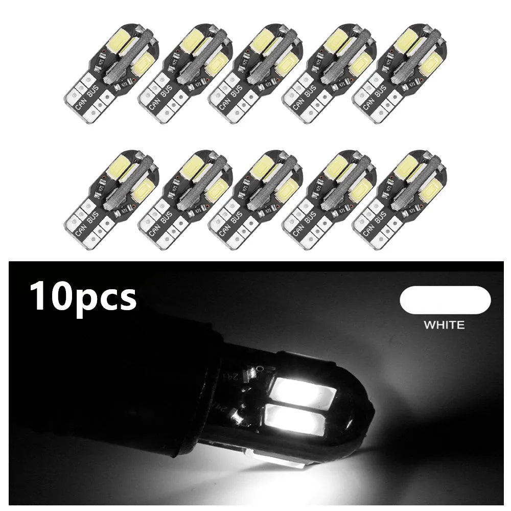 T10 LED light board with eight 5730SMD LEDs on a PC board, 11mm by 25mm, for car width indicator and license plate light
