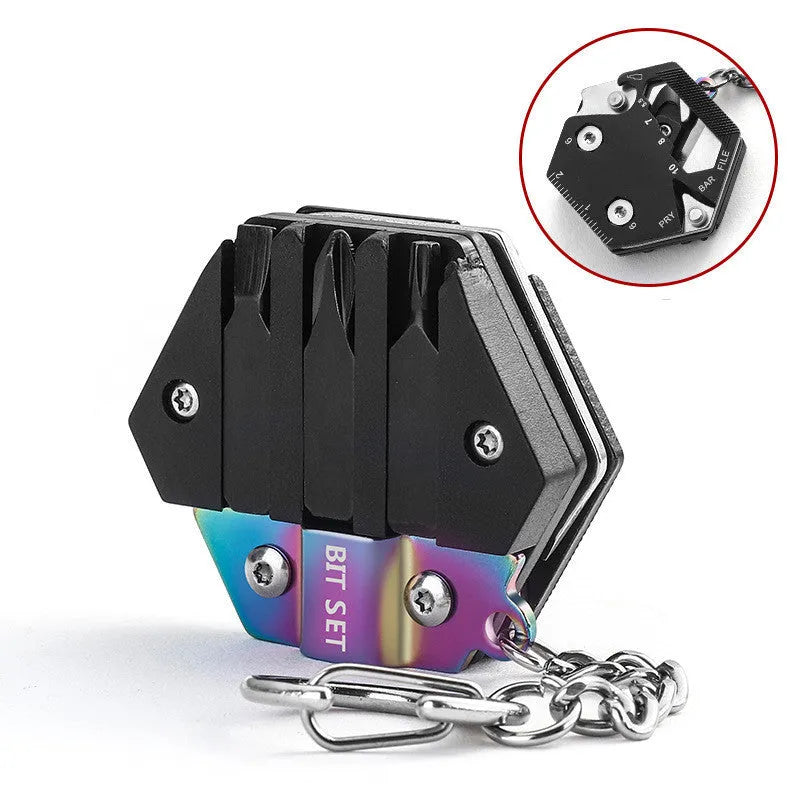 Mini camping folding coin knife with keychain – stainless steel blade, cool black colour